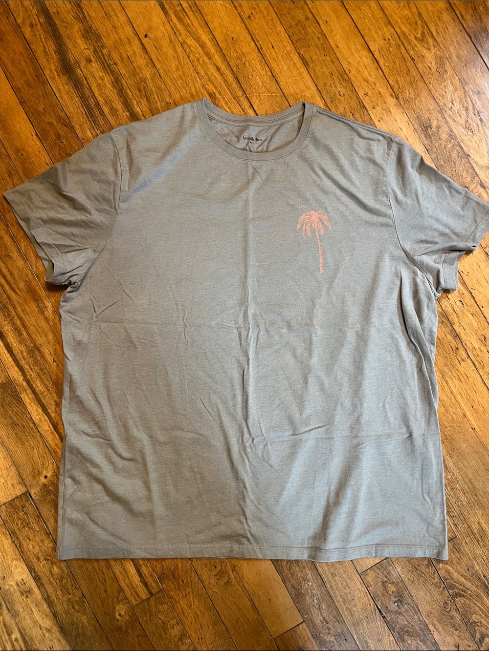 Goodfellow & Co Gray Tee with Coral Palm Motif